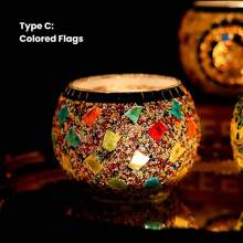 3 Pieces Handmade Mosaic Candle Holder Set - Unique Star And Moon Design Tea Light Holder, Tabletop Decorative Candle Holder, Suitable For Wedding Anniversary, Birthday, Party Decoration And Romantic Dinner - Stained Glass Decoration, Handmade Pen Holder, Potted Bowl, Glass Small Candle Holder, Suitable For Home, Restaurant, Bar And Holiday Celebrations Gifts Graduation