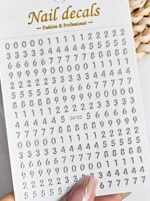 1/7 Hojas de adhesivos de uñas con números pequeños en 3D,1pieza/7 piezas Calcomanías de números 3D para uñas DIY para mujeres y niñas, 7 colores de pegatinas de uñas autoadhesivas con números para decoración de uñas 3D