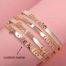1PC A Variety Of Styles, Vintage Style 18K Gold Plated Stainless Steel Cufflink Bracelet With Personalized Name, No Mosaic, Simple Design, Everyday And Festive Wear, Ideal Christmas And Birthday Gifts For Family And Friends, The Best Gift For The Family, Perfect For All Occasions.