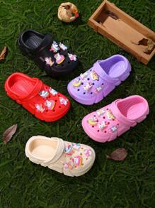 HOEASE Casual Breathable Clogs With Cute Cartoon Luminous Charms For Girls, Quick Drying Lightweight Anti Slip Garden Shoes For Indoor Outdoor Shower Beach Pool, All Seasons