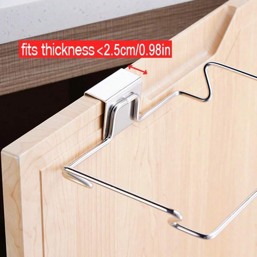 Kitchen Trash Rack Cabinet Door Garbage Bags Holder Stainless Steel ...