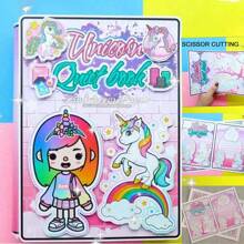 Toca Einhorn Toca World Mädchen Rollenspiel DIY Stilles Buch Papierpuppe Handwerksset für Kinder - mehrfarbig - Übersicht 10