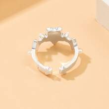 Adjustable Luck Star & Faux Pearl Rings, Personalized Stepwise Rings, Unique Friend Gift, Everyday Accessory, Sisters Gift, Valentine's Day, Non-Fading - Silver - View 3