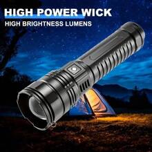 Linterna LED potente de 1000000 LM, recargable, tipo C, de largo alcance, 6000 m, luz táctica para pesca y caza - negro - Ver 5