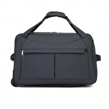 55L Foldable Trolley Travel Bag Large Capacity 2 Wheeled Rolling Duffel Lightweight Carry-On Hand Luggage Collapsible Weekender Bag With Telescopic Handle - 深灰色 - 查看 10