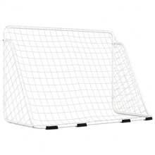 White Steel Football Goal With Net 180x920 Cm For Backyard And Training Equipment - White - View 4