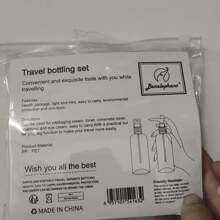 1 set de botellas recargables para cosméticos de viaje, set portátil de bolsa de aseo con botellas de spray, lociones, champú, cremas, frascos vacíos (tarjeta al azar), accesorios portátiles de almacenamiento - Multicolor - Ver 8