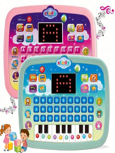 Kids Learning Tablet With LED Screen, Preschool Educational Toy For Letters, Numbers, Words, Music & Math, Early Development Interactive Electronic Toy For Boys And Girls (Batteries Not Included), & Christmas Gift