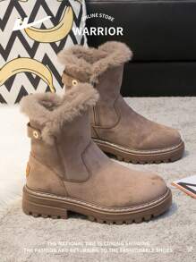 WARRIOR 1 Paio di stivali da neve da donna con zip laterale, versatili, resistenti all'usura, confortevoli, antiscivolo, impermeabili, con fodera calda, suola spessa, adatti per uso esterno invernale, alla caviglia
