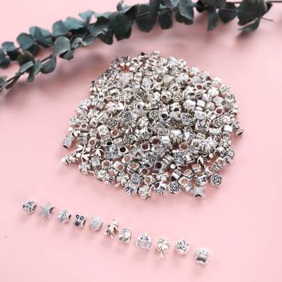 Contas e sortimentos de contas Conjunto de 30 contas de charme vintage para joias faça você mesmo - Estilos variados, design de furo grande - Perfeito para pulseiras e artesanatos femininos