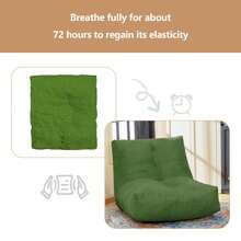 Sofá tipo puf - Sillón tipo puf Lazy Floor con relleno alto, espuma viscoelástica - Espuma de alta densidad para sala de estar, dormitorio y oficina - Verde - Ver 7
