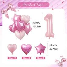 6 piezas Globos gigantes con forma de número de caramelo con corazones blancos de helio con café y crema para decoración de fiesta de cumpleaños o aniversario - Rosa - Ver 2