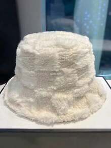 1pc All-Match Casual Versatile Warm Fuzzy Bucket Hat (There May Be Slight Color Difference Between Beige And Pink)