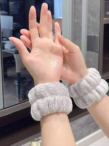 2入組女士珊瑚色防水手帶，適用於洗臉、洗手，具有吸汗和日常發帶的休閒風格 - 粉色 - 查看 2