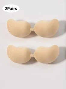 2 pares de pezoneras autoadhesivas de tono de piel, adhesivos para el pecho tipo mango, pezoneras invisibles, ropa interior y accesorios de ropa interior sin costuras, transpirables y sin tirantes para mujeres