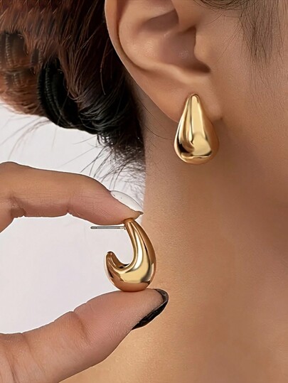 2pcs Versatile Ccb Geometric Waterdrop Shaped Earrings, Suitable For Festival, Birthday, Party, Wedding, Holiday, Shopping, Work