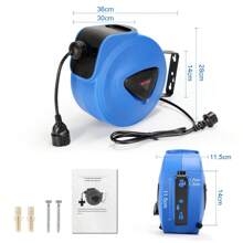 Cecaylie Cable Reel Automatic 20M+1.5M Cable Reel IP44 With One-Plug Model 250V - Blue - View 2