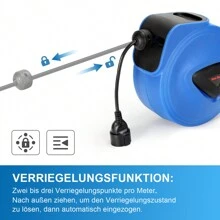 Cecaylie Cable Reel Automatic 20M+1.5M Cable Reel IP44 With One-Plug Model 250V - Blue - View 5