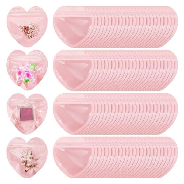 10/20件心形首饰小袋子可爱心形自封袋礼物自封袋返校