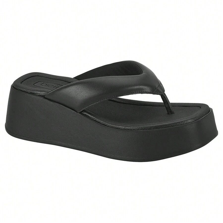 Sandália Tamanco Feminino Beira Rio Calce Fácil Branco Off Confortável Original - Preto - Visão 1