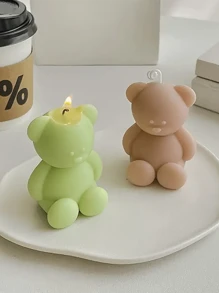 2 件 3D 坐姿熊香薰蜡烛硅胶模具，可爱熊蜡烛蜡硅胶模具，适用于树脂 DIY 动物蜡烛香薰手工模具，粘土工艺品适用于家庭婚礼派对装饰 - 白色 - 查看 3