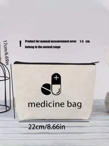 1pc herbruikbare canvas tas, modieuze canvas cosmetische tas, draagbare reis toilettas met rits, reis organizer tas, cosmetische tas, toilettas, pennenetui met rits, EHBO-tas, reis medicijn opbergtas