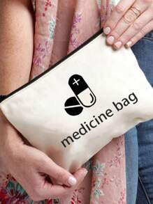 1pc herbruikbare canvas tas, modieuze canvas cosmetische tas, draagbare reis toilettas met rits, reis organizer tas, cosmetische tas, toilettas, pennenetui met rits, EHBO-tas, reis medicijn opbergtas