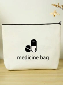 1pc herbruikbare canvas tas, modieuze canvas cosmetische tas, draagbare reis toilettas met rits, reis organizer tas, cosmetische tas, toilettas, pennenetui met rits, EHBO-tas, reis medicijn opbergtas