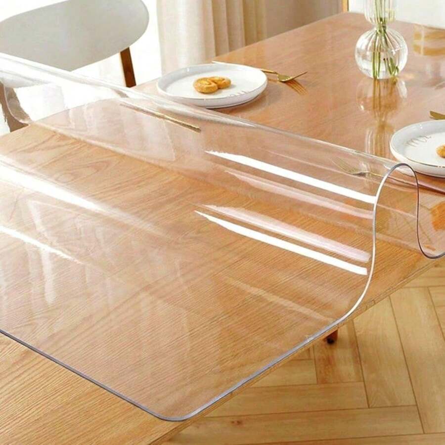 PVC 1.0mm Thick Transparent New Soft Glass Tablecloth Table Mat, Simple And Generous Tablecloth, Suitable For Home Hotel Dining Table Cloth, Tea Table Cloth, Home Tablecloth 1pc - Transparent-1.0mm - View 1