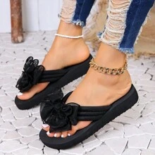 3cm Flat Sandals, Simple Solid Color, Casual For Daily Wear In Summer - Black - View 2