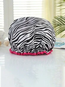 1 件可重复使用的成人女士双层豹纹和斑马纹丝绸防水浴帽，弹力浴帽，适用于日常护发、厨房防油