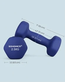 SONGMICS Set Of 2 Dumbbells, Hexagonal Dumbbells Pair, Home Workout, Fitness Training Exercise, Habour Blue - Blue - View 5