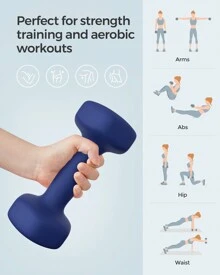 SONGMICS Set Of 2 Dumbbells, Hexagonal Dumbbells Pair, Home Workout, Fitness Training Exercise, Habour Blue - Blue - View 3