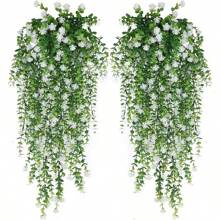 1 bó hoa giả trang trí DIY mô phỏng chân thực, chống tia UV, thích hợp cho hành lang nhà, vườn, sân, bàn ăn, phòng khách, trang trí tiệc cưới, hoa giả trang trí, cây giả - trắng - Xem 1