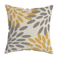 MEMNUN 1Pc Vibrant Boho Chic Throw Pillow Covers - Single-Side Printing Yellow And Gray Geometric Pattern Decorative Cushion Covers With Sofa, Bedroom, Office, Car, And Farmhouse Versatility - 17.7*17.7inch, No Pillow Cores Included