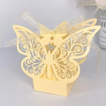 50 piezas Caja de chocolate con forma de mariposa cortada con láser, caja de regalo con mariposa de unicolor, caja de caramelos para boda, bolsa de caramelos de regalo, embalaje de caramelos para fiesta en caja de papel con mariposa, precio talla grande bajo, suministros para pequeños negocios, caja de regalo, decoración de boda, boda, caja de regalo, suministros de boda