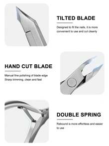 MAOMIA 3pcs Cuticle Clipper Set, Pointed Cuticle Trimmer, Stainless Steel Nail Clippers, Suitable For Nail Salon Tools - Silver - View 3
