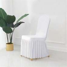 Ruffled Chair Cover Wedding Decor Pleated Long Skirt Chair Slipcover Home Hotel - 100 PCS - View 3
