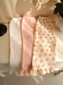 3pcs/Set Baby Girls Summer Spring Pants Baby Cute Baby Girl Floral Long Ruffle Pants Baby Girl Trousers - Multicolor - View 1