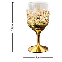 1PC Golden Goblet Wine Glass Vintage European Wine Glass Goblet For Party Gathering Wedding Use