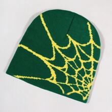 1pc Spider-Web Jacquard Knitted Hat, Y2k Style, All-Match, Warm, Breathable, Suitable For Outdoor Sports And Streetwear In Autumn And Winter Halloween Beanie Fall Outfit - Multicolor - View 12
