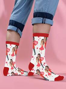 1 par de calcetines personalizados con rostro, calcetines personalizados con foto, calcetines impresos personalizados, calcetines divertidos personalizados con rostro, calcetines personalizados con imagen, pon cualquier rostro en los calcetines, regalo de aniversario, regalo de San Valentín, regalo de cumpleaños, regalo de boda, regalo del Día de la Madre, regalo del Día del Padre, regalo para la mejor amiga/o, regalo para mamá/papá, regalo para novia/novio, regalo para ella/él