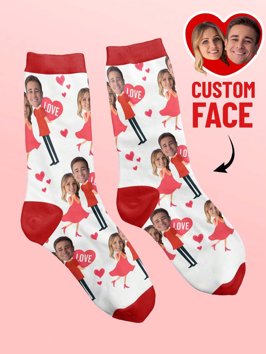 1 par de calcetines personalizados con rostro, calcetines personalizados con foto, calcetines impresos personalizados, calcetines divertidos personalizados con rostro, calcetines personalizados con imagen, pon cualquier rostro en los calcetines, regalo de aniversario, regalo de San Valentín, regalo de cumpleaños, regalo de boda, regalo del Día de la Madre, regalo del Día del Padre, regalo para la mejor amiga/o, regalo para mamá/papá, regalo para novia/novio, regalo para ella/él