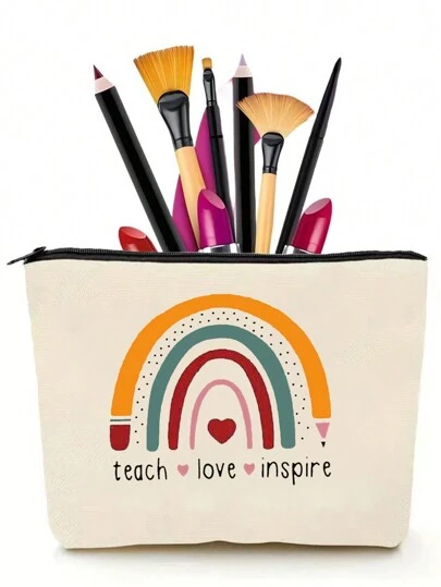 1pc Printed Cosmetic Bag, Makeup Pouch, Pencil Case, Toiletry Bag, Travel Makeup Bag, Home Makeup Bag, School Makeup Bag, Dorm Makeup Bag, Travel Essentials, Large Capacity Makeup Bag, Women Makeup Bag, Cosmetic Storage Bag, Travel Organizer Bag, Makeup Bag, Cosmetic Storage, Toiletry Bag, Multi-Function Bag, Carry-On Bag, Clutch, Men Toiletry Bag