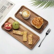 2 件套优质木制托盘，多用途矩形和椭圆形托盘，适用于餐桌、糖果盘、咖啡和小吃盘、甜点盘、奶酪板、茶盘、面包盘、早餐碗、厨房装饰、圣诞节和情人节礼物 - 棕色 - 查看 7