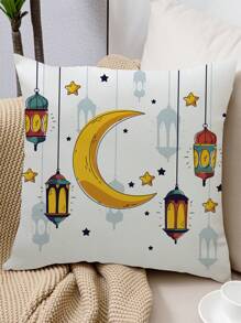 1 件斋月灯笼星月涤纶枕套、月亮枕垫、家居装饰、卧室装饰、沙发装饰（不含枕芯），17.7 * 17.7 英寸/45X45 厘米，11.8 * 19.7 英寸/30 * 50 厘米 - 彩色 - 查看 11