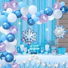 Frozen Balloons Arch Garland Kit, Frozen Birthday Balloons Frozen Party Supplies Latex Balloons Happy Birthday Snowflakes Foil Balloon Frozen Decorations For Birthday Party Home Decorations - Blue - View 7