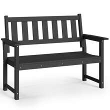 Efurden EFURDEN Outdoor Bench, 50'' All Weather And Fade Resistant Memorial Bench, 2-Person HDPE Garden Bench, Low Maintenance Park Bench For Garden, Porch And Patio