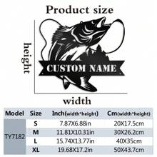 1 Pc Customizable Text Fishing Art Metal Wall Decoration With Personalized Name Logo For Farmhouse, Patio, Porch, Fishing Art Decor, Unique Gift Ideas Decorative, Delicate, Fashion, Contracting, Vintage Customization, Personalized, Unique Ideal Gift For His Anniversary, Family, Friends Gifts Birthday Graduation, Christmas Gift Supplies - Black - View 11