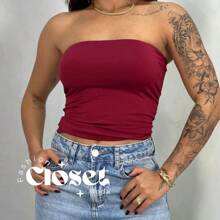 Women's Suplex Strapless Tube Top With Bust Lining One Size - Burgundy - View 5